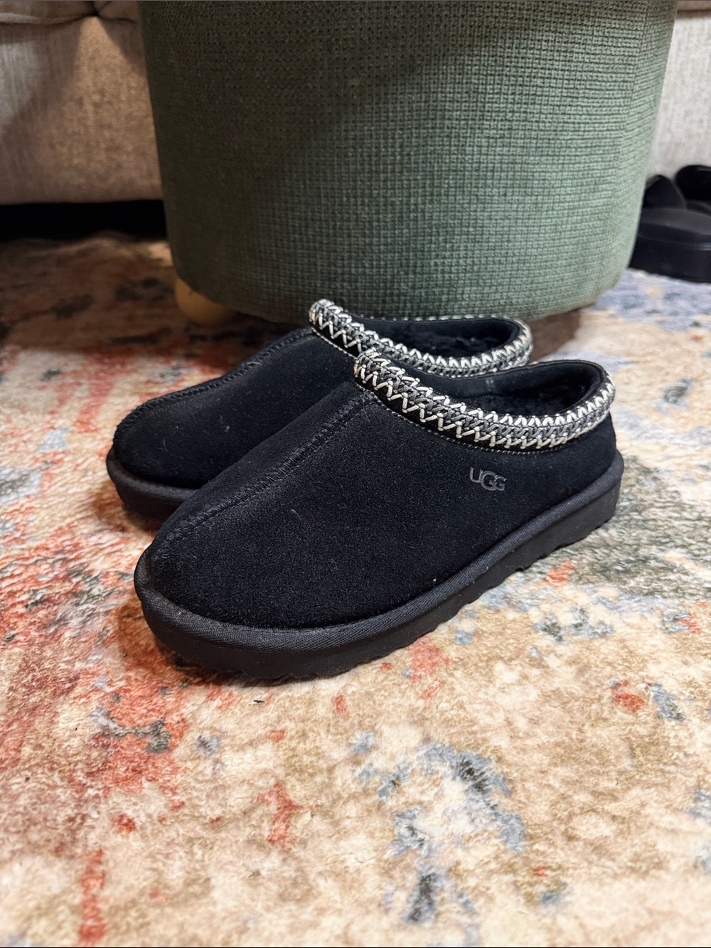 UGG Tasman ll Women's Black Suede Slip-On Clog with Braided Trim